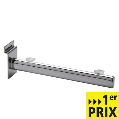 Bras droit avec ventouses pour tablette en métal chromé pour panneau rainuré L 30 cm - Gris - Consoles pour tablettes