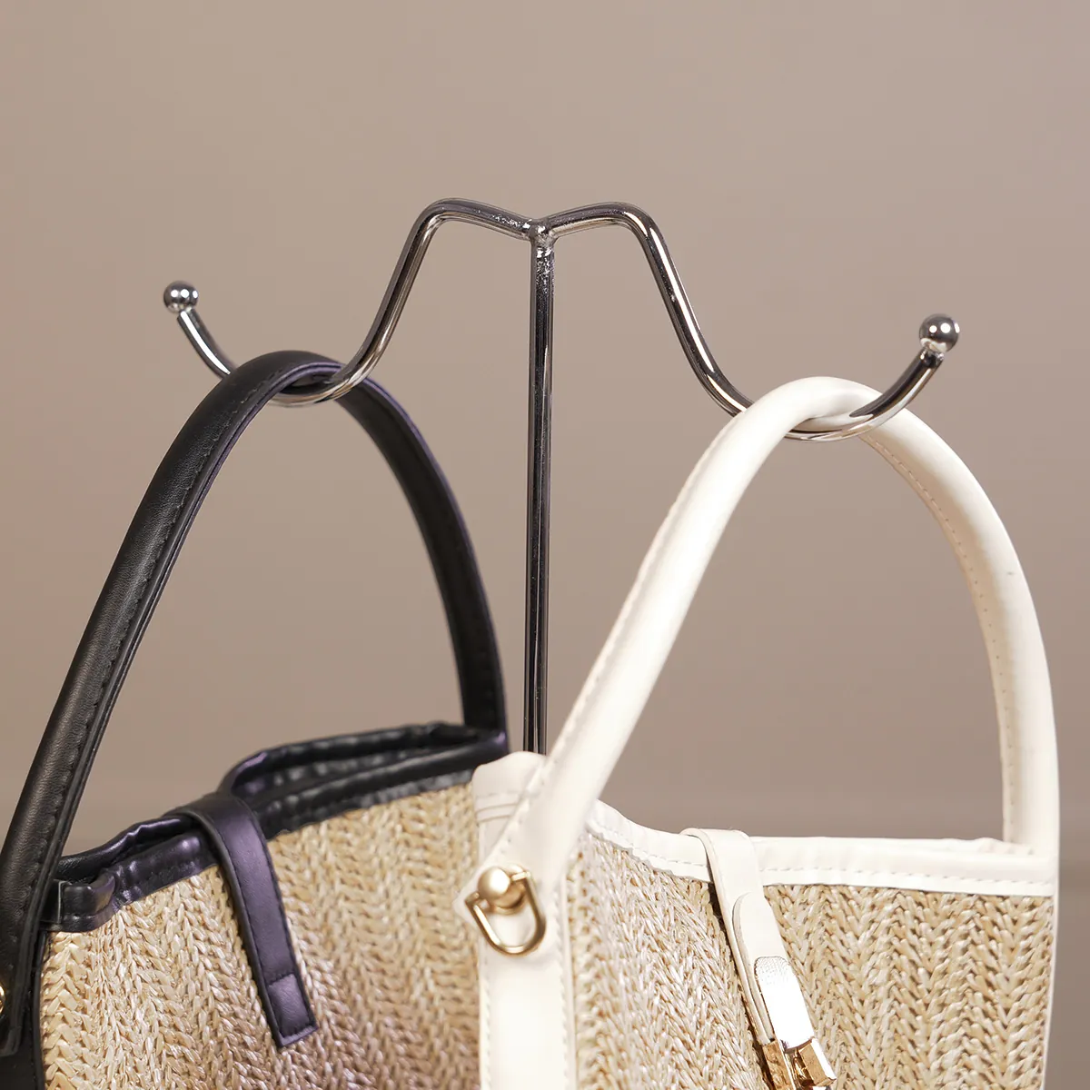 Présentoir réglable porte sac 2 bras H 42 à 70 cm métal chromé - Présentoir sac à main - Présentoirs sacs et portefeuilles-1