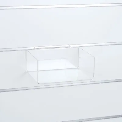 Présentoir plexi pour panneau rainuré 20,5 x 15,5 x 8,5 cm - Boîte plexi - Bac plexi - Bacs pour panneaux rainurés-1