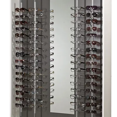 Présentoir lunettes mural 1 face sans serrure - 16 emplacements 17,5 x 20 x H 140 cm - Présentoirs lunettes-1