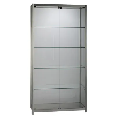 Vitrine verre trempé - L 100 x P 40 x H 198 cm - Vitrines alu tablettes réglables