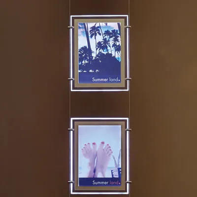 Kit affichage LED sur câble 3 x format A4 vertical - Module porte-affiche A4 - Porte-visuels muraux - à suspendre-1