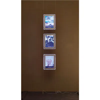Kit affichage LED sur câble 3 x format A4 vertical - Module porte-affiche A4 - Porte-visuels muraux - à suspendre-4