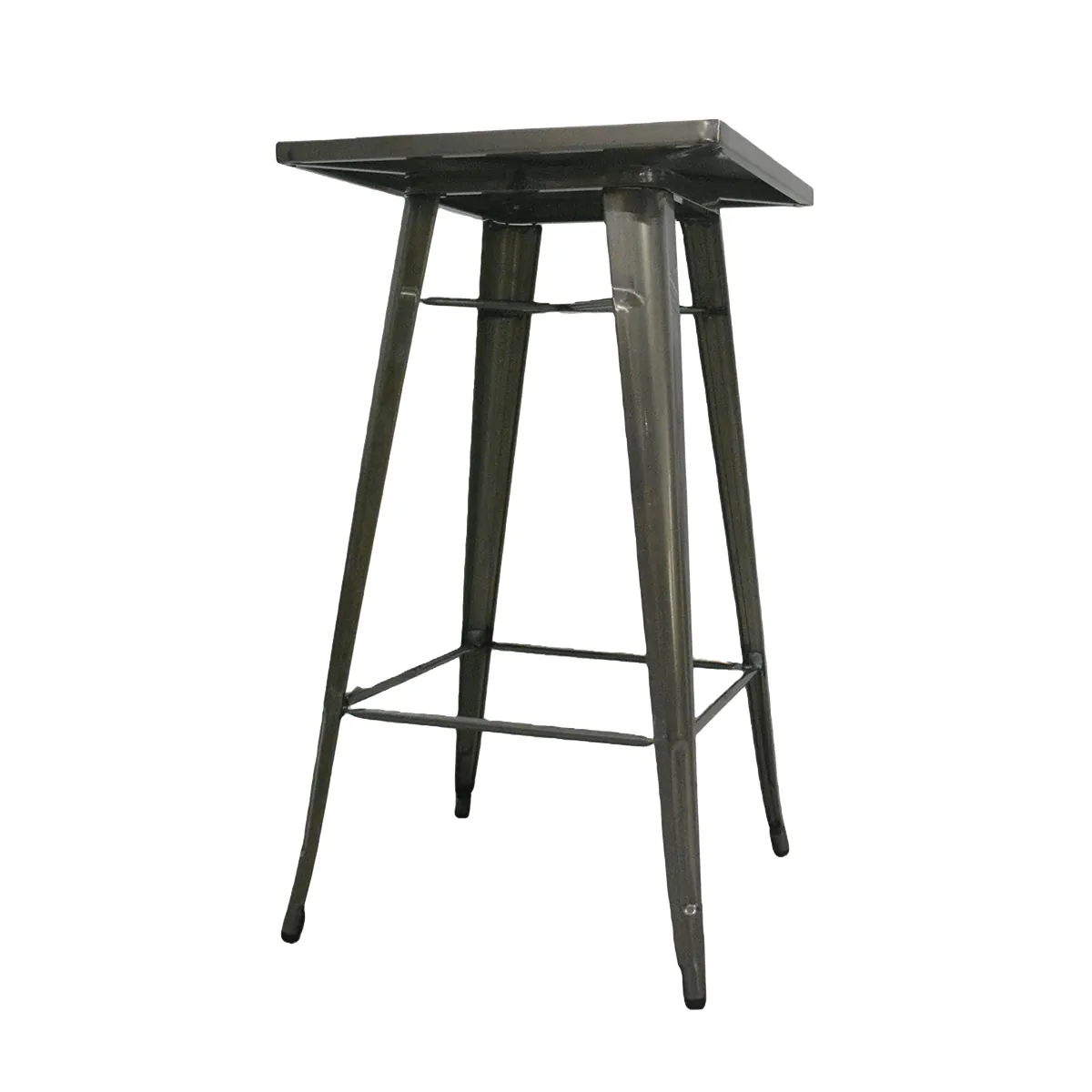 Mange-debout industriel carré métal Vernis Clair 60x60cm – Table haute CHR H105cm avec repose-pieds - Tables-1