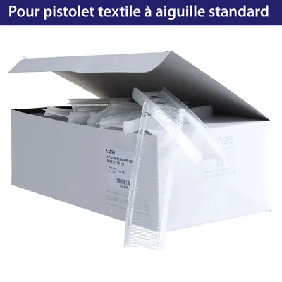 Attache étiquette pour pistolet textile aiguille standard 15mm, polypropylène - Boîte de 5000 - Attaches pour pistolet textile