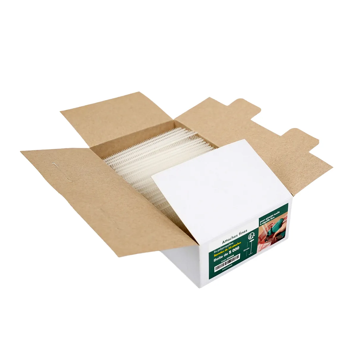 Attache étiquette pour pistolet textile aiguille fine 25mm, polypropylène - Boîte de 5000 - Attaches pour pistolet textile-2