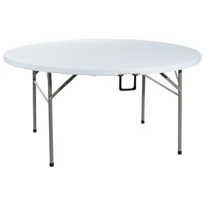 Table ronde pliante portable plastique HDPE blanc ø 154 x H 74 cm - Table pliable ronde - Table de réception ronde - Tables pliantes, Tables traiteur