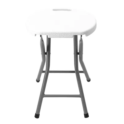Tabouret pliant plastique HDPE blanc ø 30 x H 46 cm - Tabouret pliable - Chaises de terrasse-1