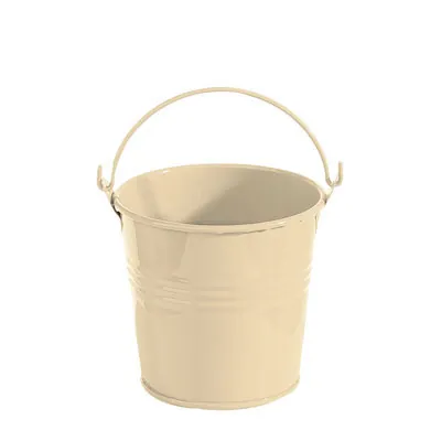 Mini-Seau en zinc ø 6 x 5,7 cm - Petit seau à garnir déco - Blanc crème - Paquet de 10 - Accessoires et Objets déco