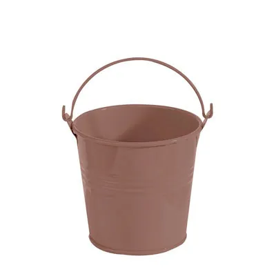 Mini-Seau en zinc ø 6 x 5,7 cm - Petit seau à garnir déco - Chocolat - Paquet de 10 - Accessoires et Objets déco