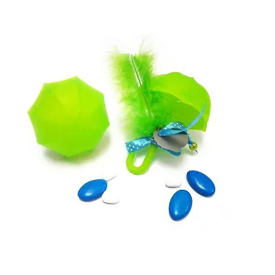Boite bonbon Mini parapluie transparent vert anis ø 8 x 10,5 cm - Contenant dragées - Paquet de 5 - Contenants dragées-2
