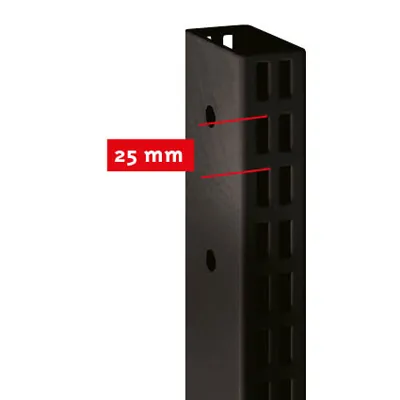 Montant 2 faces double perforation - Ligne Store noir pas de 25 mm-2