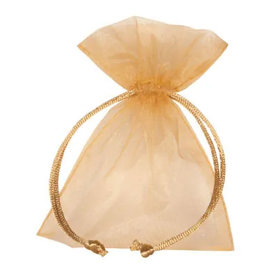 Pochette organza or 12 x 17 cm - Paquet de 10 - Pochettes organza
