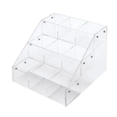 Présentoir plexi à compartiments 3 niveaux 31 x 31 x 25 cm - Présentoir de comptoir - Supports Plexi