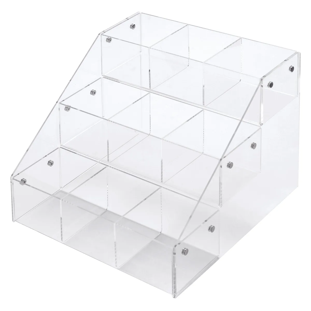 Présentoir plexi à compartiments 3 niveaux 31 x 31 x 25 cm - Présentoir de comptoir - Supports Plexi