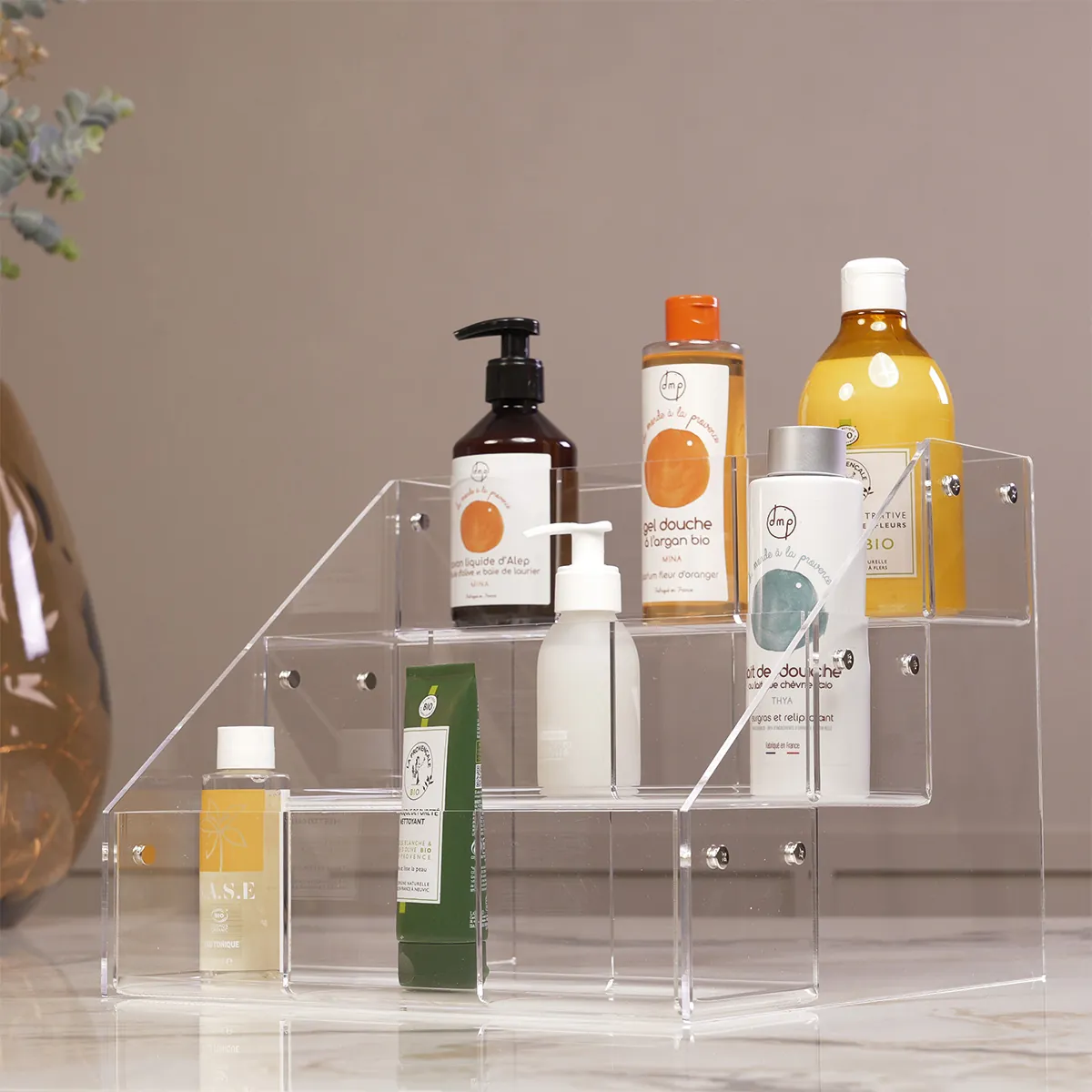 Présentoir plexi à compartiments 3 niveaux 31 x 31 x 25 cm - Présentoir de comptoir - Supports Plexi-2