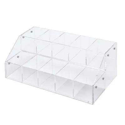 Présentoir plexi à compartiments 2 niveaux 41 x 20 x 17 cm - Présentoir de comptoir - Supports Plexi