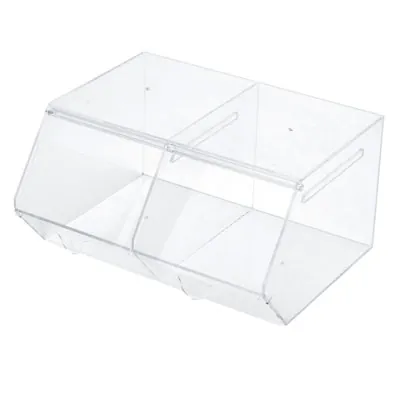 Présentoir acrylique 2 compartiments 38 x 30 x 20 cm - Bac de présentation - Bac vrac - Supports Plexi