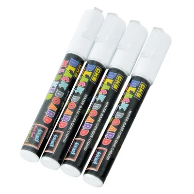 Feutre craie blanc effaçable pointe biseautée 2-6 mm - Marqueur craie - Lot de 4 - Marqueurs