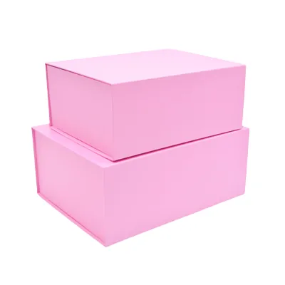 Boîte cadeau pliable rose 33x25,5x14cm – Paquet de 5 - Boites cadeaux carton pliables-2