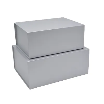 Boîte cadeau pliable argent 33x25,5x14cm – Paquet de 5 - Boites cadeaux carton pliables-2