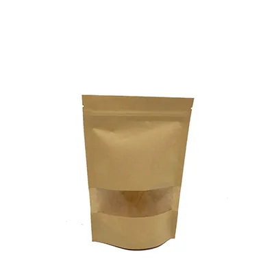 Sachet doypack avec fenêtre 250 ml 12 x 4 x 20 cm fermeture zip - Sachet stand up - Brun - Lot de 50 - Sachets doypacks