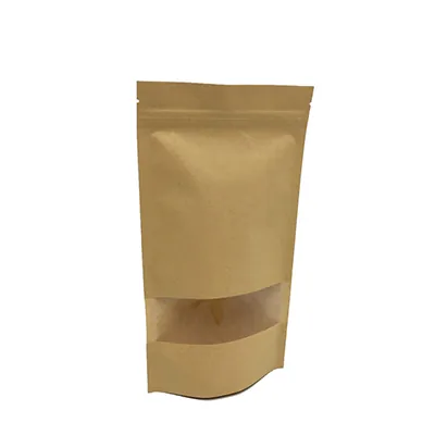 Sachet doypack avec fenêtre 750 ml 16 x 4 x 26 cm fermeture zip - Sachet stand up - Brun - Lot de 50 - Sachets doypacks