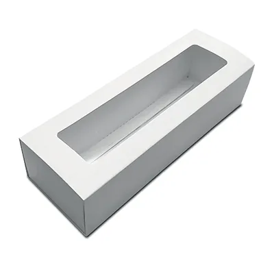 Boîte macarons blanche carton avec fenêtre 20,5 x 7 x 5,3 cm – 8 macarons - Coffret macarons - Lot de 25 - Boîtes macarons-1