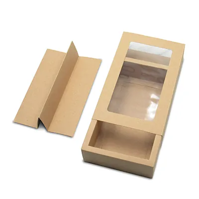 Boîte macarons kraft brun avec fenêtre 21 x 12,5 x 5 cm – 16 macarons - Coffret macarons - Lot de 25 - Boîtes macarons-1