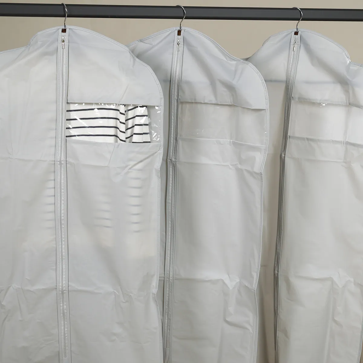 Housse vêtement en PEVA 60 x 110 cm Gris clair - Housse de protection vêtement - Lot de 5 - Housses à vêtements-2
