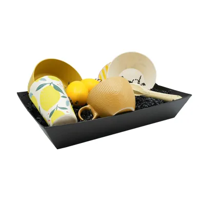 Corbeille carton rectangulaire noir 40 x 30 x 7,5 cm, paquet de 10 - Corbeilles carton-1