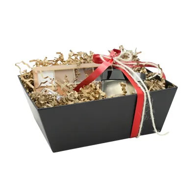 Corbeille carton carrée noir 20 x 16,5 x 7,5 cm, paquet de 10 - Corbeilles carton-1