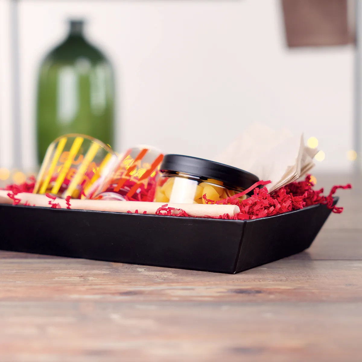 Corbeille carton rectangulaire noir 33 x 20 x 5,5 cm, paquet de 10 - Corbeilles carton-2