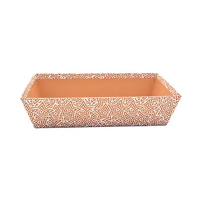 Corbeille carton rectangulaire Origami 33 x 20 x 7,5 cm cuivre / blanc, paquet de 10 - Corbeilles carton