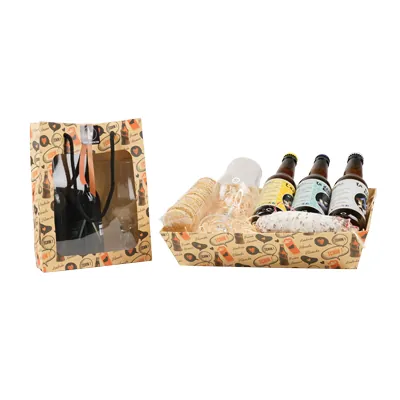 Sac kraft avec fenêtre pour 3 bières 33 cl 30 + 7 x 26 cm, paquet de 10 - Mètres de bières, Emballages pour bouteilles de bières-2