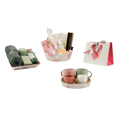 Corbeille carton carrée Beauté 20 x 20 x 5 cm beige clair / terracotta, paquet de 10 - Corbeilles carton-4