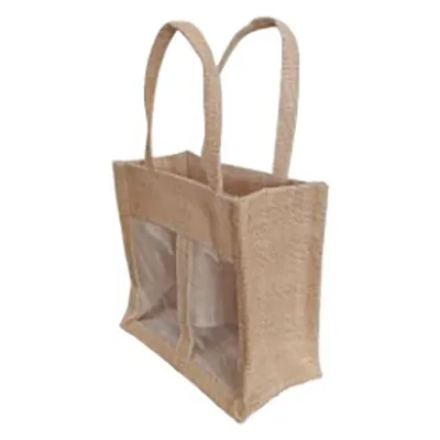 Sacs jute carré à fenêtre 2 pots - Sacs jute