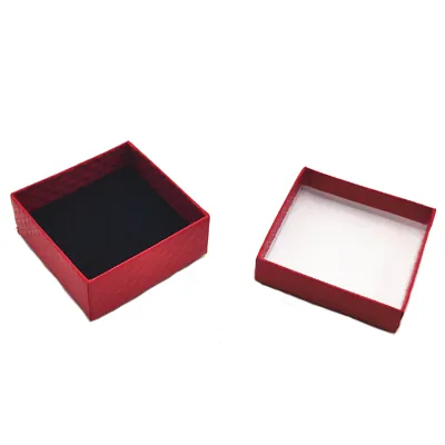 Écrin bijou plat pour Parure & Bracelet carton gaufré Rouge 7,5 x 7,5 x 3,5 cm insert velours - Boite bijoux – Lot de 20 - Écrins à bijoux, Coffrets à bijoux-1