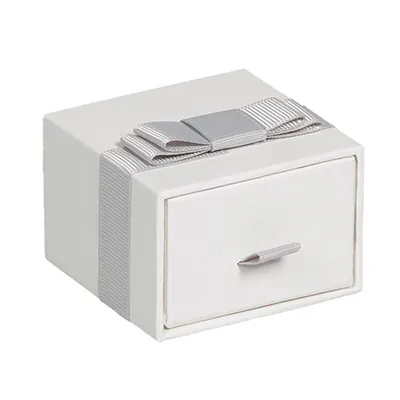 Écrins à bijoux blanc avec ruban gris - Petit modèle - Écrins à bijoux, Coffrets à bijoux