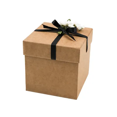 Boîte carrée kraft à couvercle amovible - 12 x 12 x 12 cm - Boites cloches-3