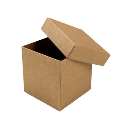 Boîte carrée kraft à couvercle amovible - 12 x 12 x12 cm - Boites cloches-2