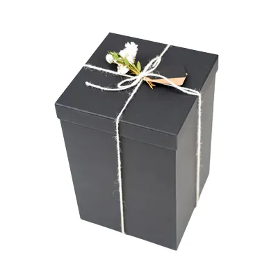 Boîte carrée kraft haute à couvercle amovible - 20 x 20 x H 30 cm - Boites cloches-1