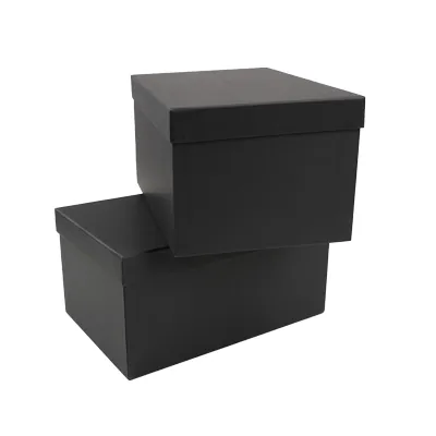 Boîte rectangulaire noire à couvercle amovible - 30 x 20 x H 15 cm - Boites cloches-1
