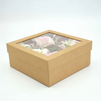 Boîte carrée avec couvercle amovible à fenêtre - 20 x 20 x 8,5 cm - Boites cloches-2