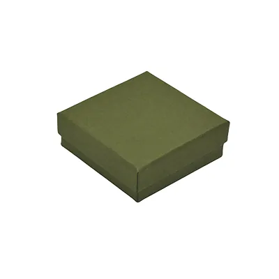 Écrin bijou pour Collier & Chaîne papier kapok vert olive 9 x 9 x 3,5 cm insert coussin - Boite bijoux – Lot de 20 - Écrins à bijoux, Coffrets à bijoux-1