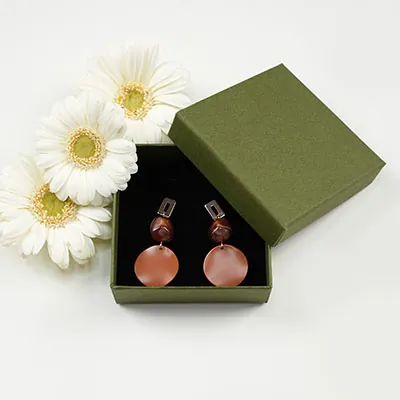 Écrin bijou pour Collier & Chaîne papier kapok vert olive 9 x 9 x 3,5 cm insert coussin - Boite bijoux – Lot de 20 - Écrins à bijoux, Coffrets à bijoux-3