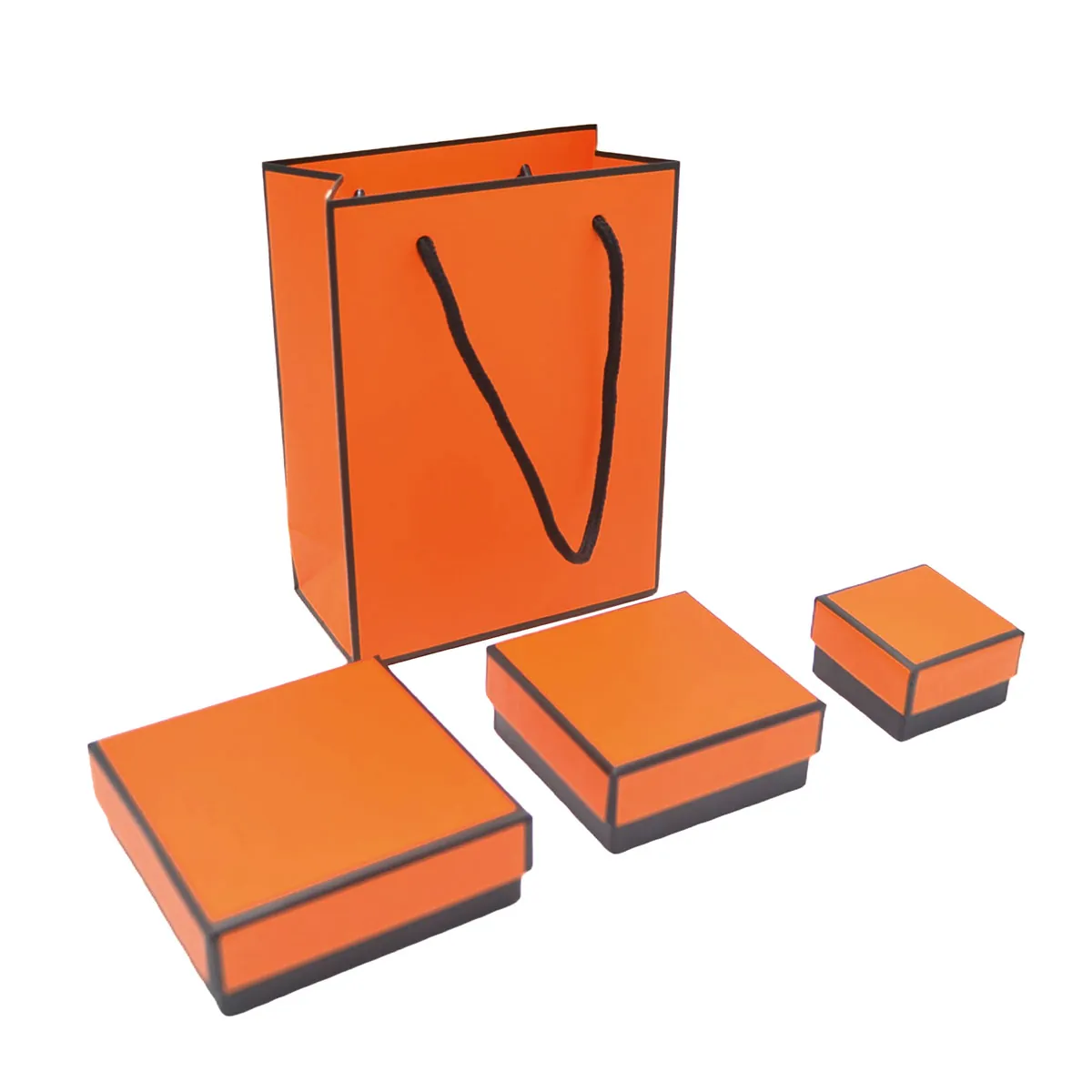 Boîte à bijoux carton 9 x 9 x 3,5 cm orange liseré noir – écrin bijoux carton – Lot de 20 - Écrins à bijoux, Coffrets à bijoux-2