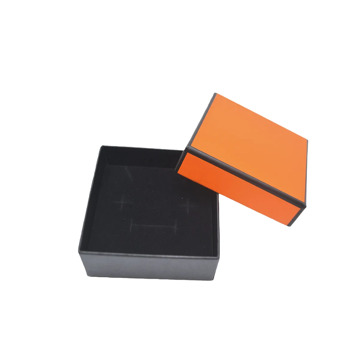 Boîte à bijoux carton 7,5 x 7,5 x 3,5 cm orange liseré noir – écrin bijoux carton – Lot de 20 - Écrins à bijoux, Coffrets à bijoux-1