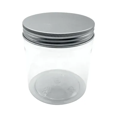 Pot à vis PET transparent avec couvercle aluminium 500 ml, paquet de 6 - Bouteilles et pots cylindriques