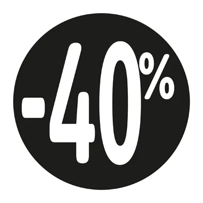Etiquette Soldes -40% noir ø36mm - Sticker Soldes -40% - Paquet de 500 - Gommettes adhésives évènementielles